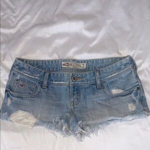 Hollister Light Wash Distressed Denim Cutoff Shorts